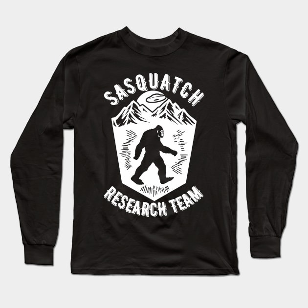 Sasquatch Bigfoot Design, Sasquatch Research Non-Profit, Funny Science Fiction Cryptid T Shirt, Pillow, Phone Case Long Sleeve T-Shirt by ThatVibe